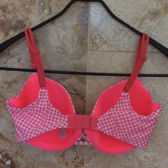 34DD Demi Pink and White Victoria's Secret Bra Colorful Bright Underwire - Picture 4 of 8